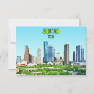 Tarjeta plana Vintage del Centro de Texas en Houst