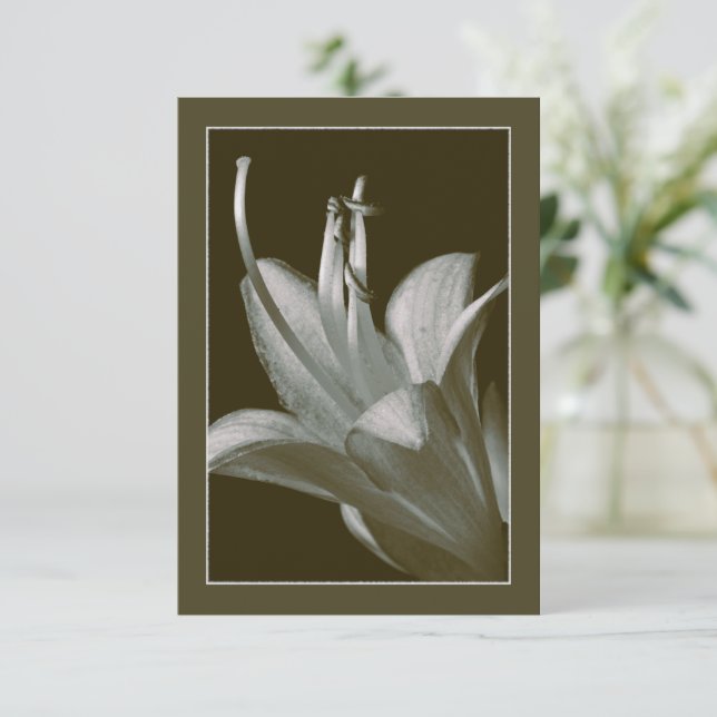 Tarjeta plana vintage ornamentada de flor de Hosta (Anverso de pie)