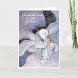 Tarjeta plana Vintage Recién nacido felicitaciones