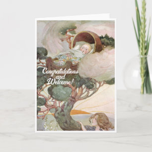 Tarjeta plana Vintage Recién nacido felicitaciones