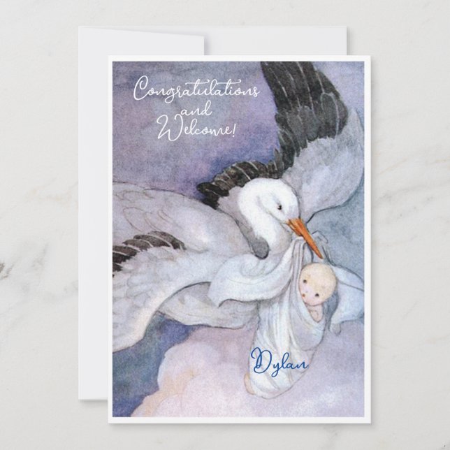 Tarjeta plana Vintage Recién nacido felicitaciones (Anverso)