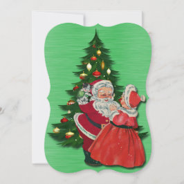 Tarjeta plana Vintage Santa y Friends Chriatmas