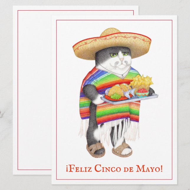 Tarjeta plana WENDELITO Cinco de Mayo 6.5x8.75 (Anverso / Reverso)