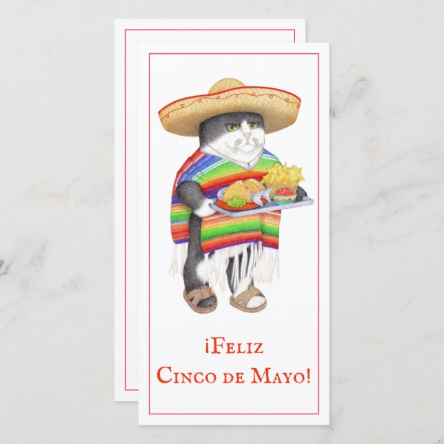 Tarjeta plana WENDELITO Cinco de Mayo 8x4 (Anverso / Reverso)