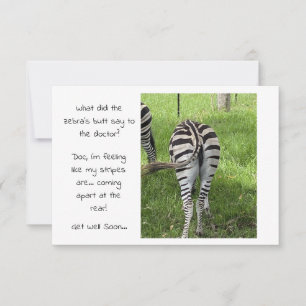 Tarjeta plana - Zebras Butt se recuperan pronto