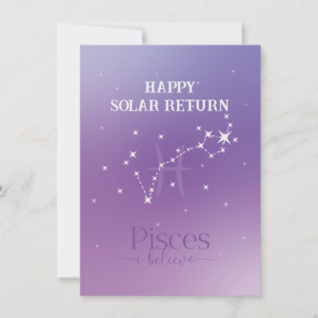 Tarjeta plana Zodiac Rótulo Pisces Lavender (Anverso)