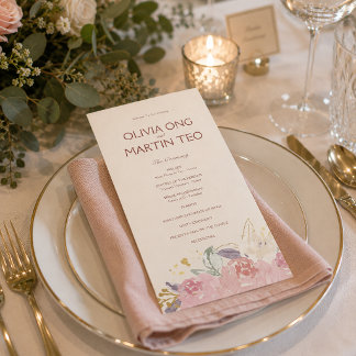 Tarjeta PlanaPrograma de Boda Invitación Floral El
