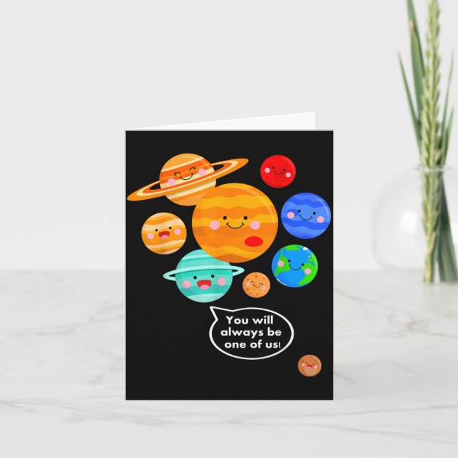 Tarjeta Plane Funny Cartoon Planets Never Forget  (Anverso)