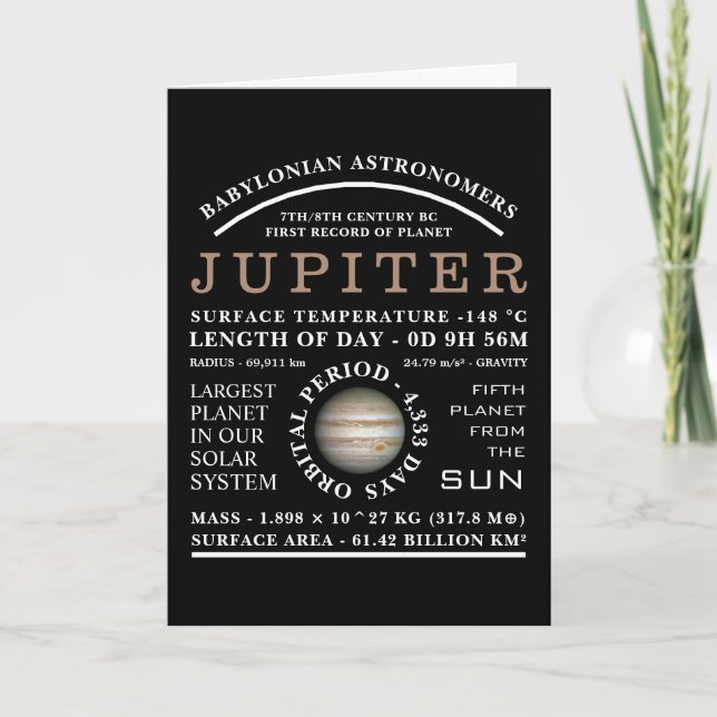 Tarjeta Planet Júpiter Astronomía detallada (Anverso)