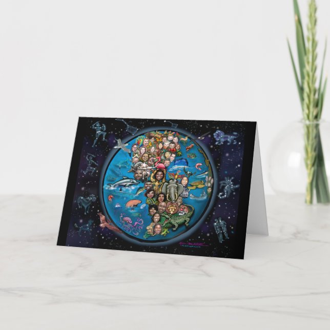 Tarjeta Planeta Tierra y constelaciones (Anverso)