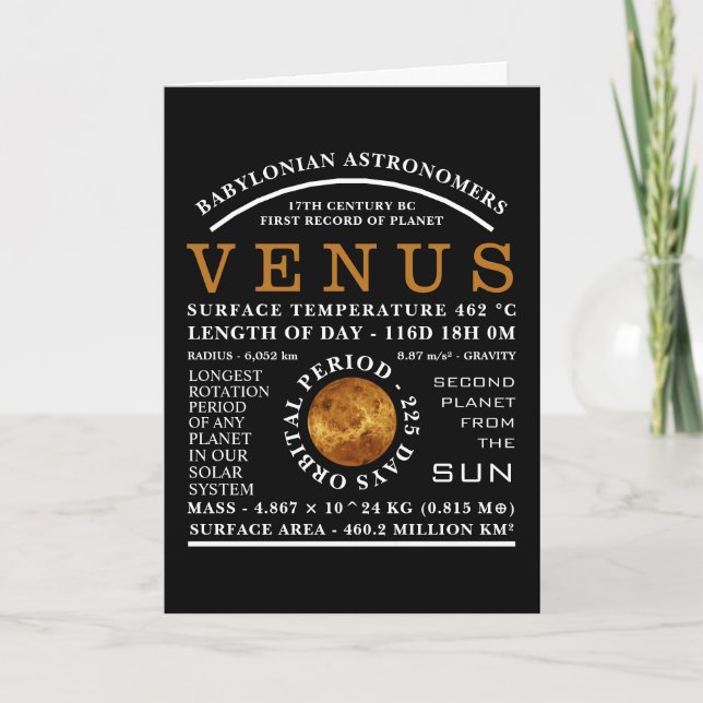 Tarjeta Planeta Venus Astronomía detallada (Anverso)