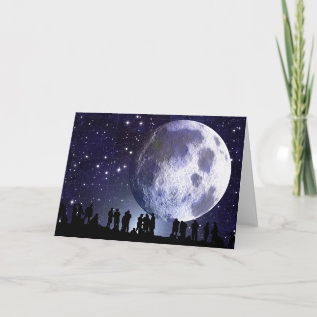 Tarjeta Planetario Silhouettes Astronomía de estrellas lun (Anverso)