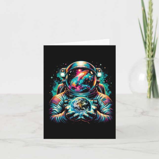 Tarjeta Planetas astronautas astronautas espacio científic (Anverso)