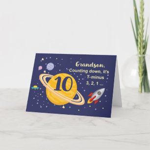 Tarjeta Planetas de cumpleaños número 10 en el espacio ext