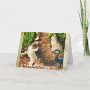 Tarjeta Planificación de cumpleaños toma un pueblo, gatos