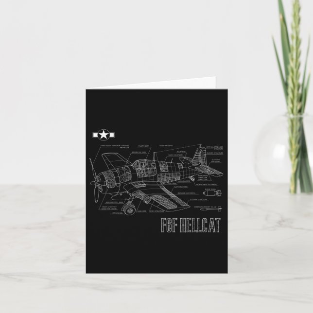 Tarjeta Plano aéreo del avión Hellcat de combate F6f de la (Anverso)
