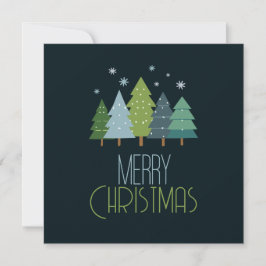 Tarjeta Plano de árbol de Navidad azul y verde moderno