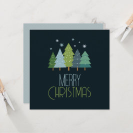 Tarjeta Plano de árbol de Navidad azul y verde moderno