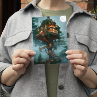 Tarjeta Plano de arte digital Fantasía en una casa de árbo