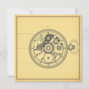 Tarjeta Planos de reloj de bolsillo vintage