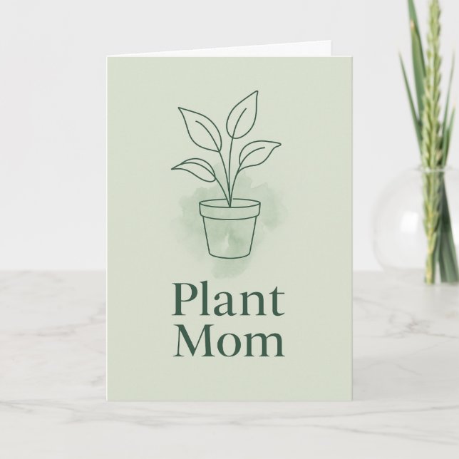 Tarjeta Plant Mom Greeting Card – Minimal Line Art Botanic (Anverso)