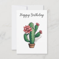 Planta de Cactus floreciente feliz cumpleaños