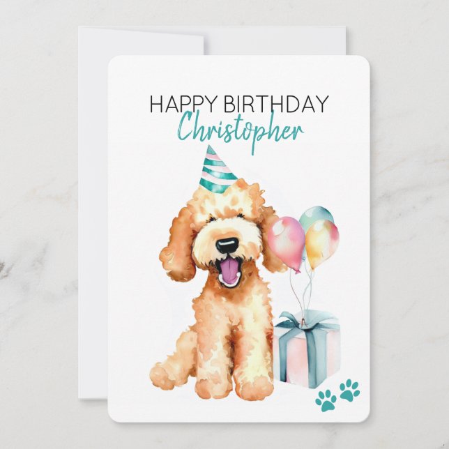 Tarjeta Planta de cumpleaños feliz personalizada de perro  (Anverso)