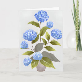 Tarjeta Planta de Hortensia Azul | Acuarela Floral Hermosa