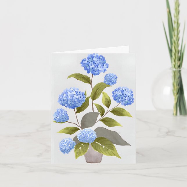 Tarjeta Planta de Hydrangea Azul | Hermosa acuarela floral (Anverso)