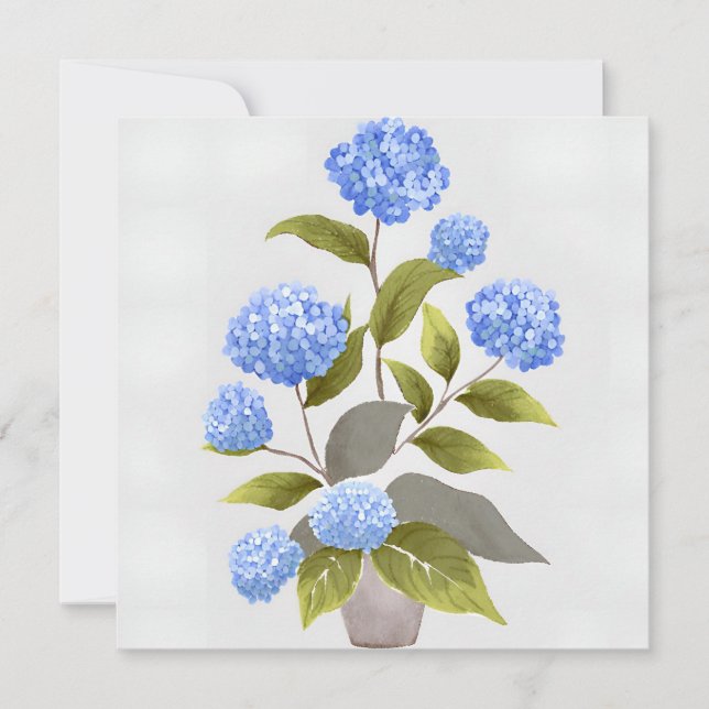 Tarjeta Planta de Hydrangea Azul | Hermosa acuarela floral (Anverso)