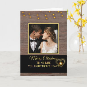 Tarjeta Planta de madera rústica Feliz Navidad a mi esposa