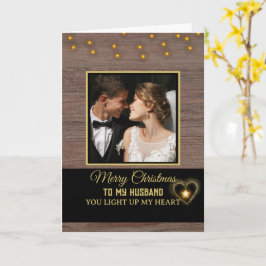 Tarjeta Planta de madera rústica Feliz Navidad a mi marido