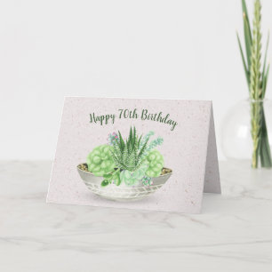 Tarjeta Planta Suculenta Cumpleaños 70 en Terrazzo