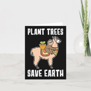 Tarjeta Plantar árboles salva la tierra perezoso y lama al