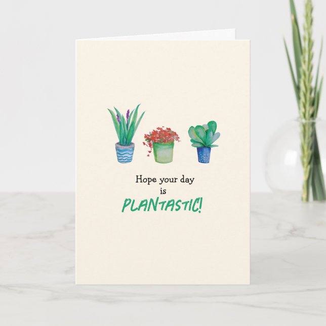 Tarjeta Plantas acuarelas y diseño de suculentos (Anverso)