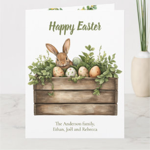 Tarjeta Plantas de acuarela dulce conejito Eggs Pascua