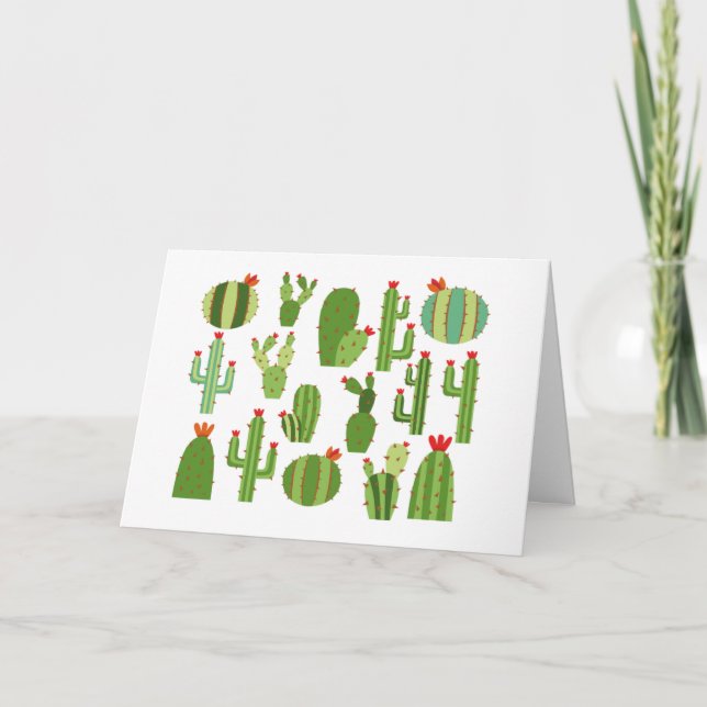 Tarjeta Plantas de cactus de flores rojas variadas Thunder (Anverso)