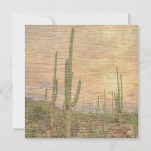 Tarjeta Plantas de Cactus del Desierto sobre Imagen Fotogr