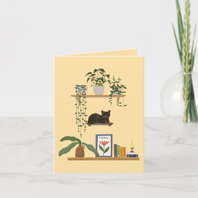 Tarjeta Plantas, Gatos Y Libros - Estética Del Gato De Boo (Anverso)