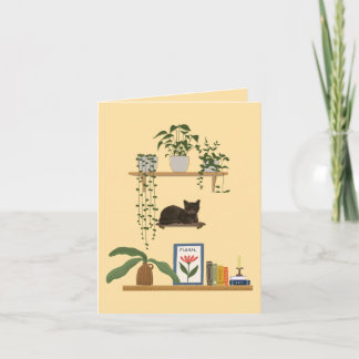 Tarjeta Plantas, Gatos Y Libros - Estética Del Gato De Boo