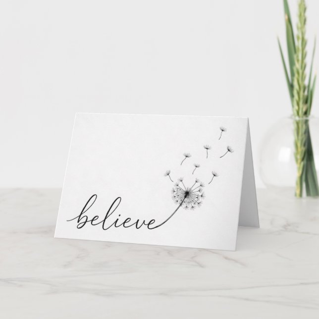 Tarjeta Plántulas de diente de león con texto Cree (Anverso)