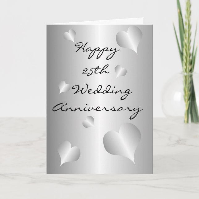 Tarjeta Plata Calor Personalizado 25 Aniversario Boda (Anverso)