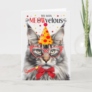 Tarjeta Plata Maine Coon Tabby Cat MEOWvelous Cumpleaños