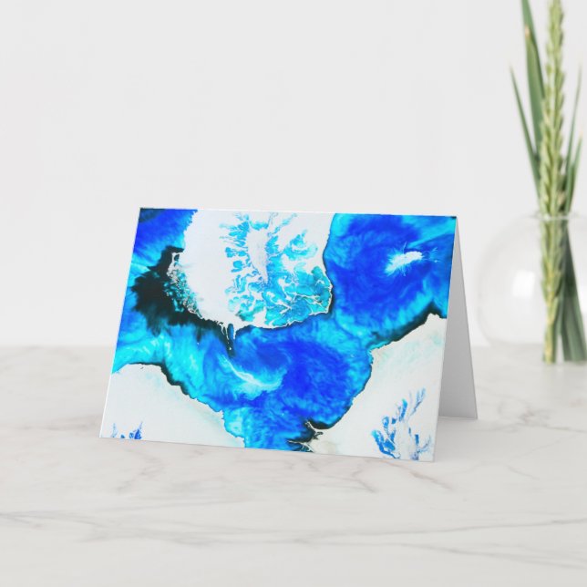 Tarjeta Plata salvaje y pintura abstracta azul de la tinta (Anverso)