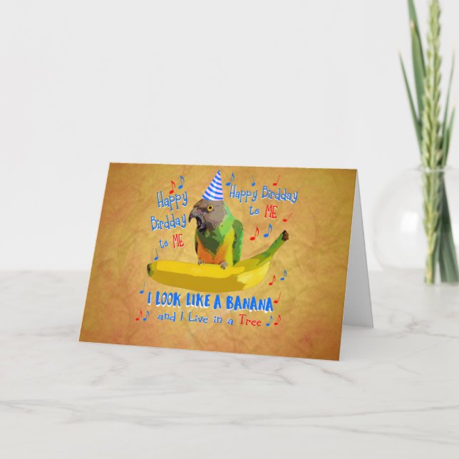 Tarjeta Plátano feliz del loro de Birdday Senegal (Anverso)