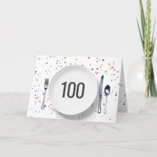 Tarjeta Plate y Silverware para los cien años