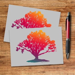 Tarjeta Plateada Magenta Verde Acuario del Árbol d