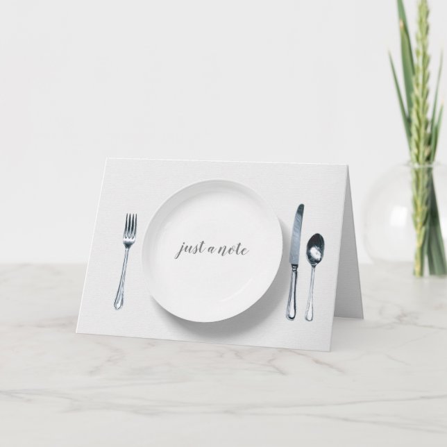 Tarjeta plato blanco con cubiertos (Anverso)