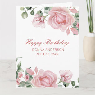 Tarjeta Plato de fiesta de cumpleaños de rosa floral rosa