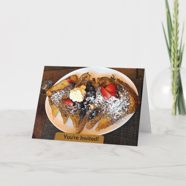 Tarjeta Platos de tostada francesa con arte de frutas (Anverso)